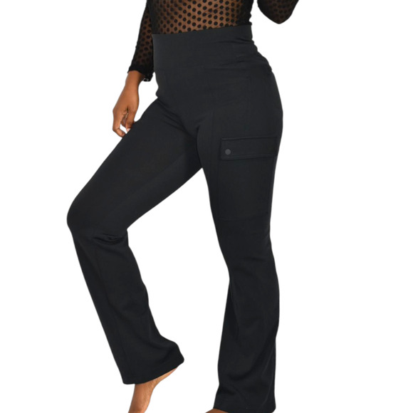Athleta Delancey Straight Cargo Pants Black Straight Leg Pull On High Waist XS - Picture 6 of 15
